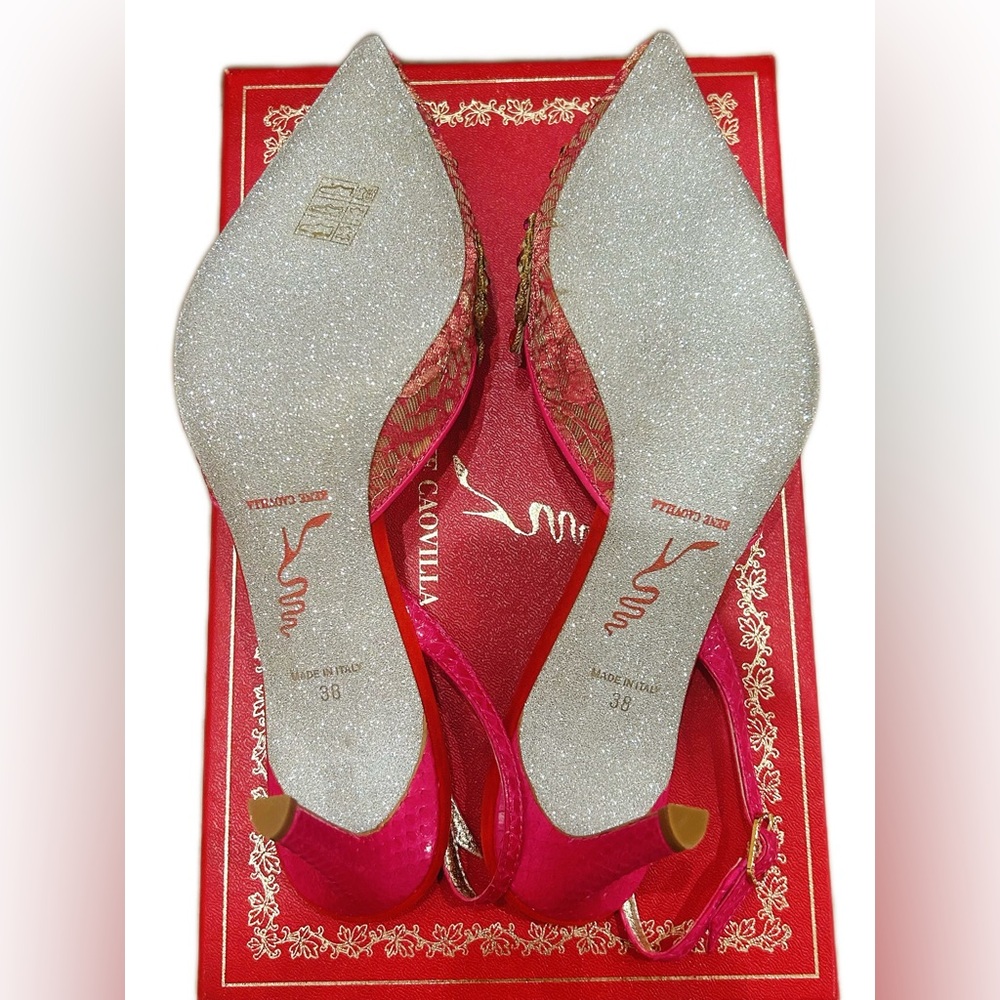 Authentic Rene Caovilla Multicolor Embellished Heels - Picture 6 of 7
